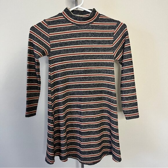 Zara Girl Striped Soft Touch Dress  Long Sleeve Curved Hem Comfy Sz 9, 134cm - Picture 2 of 12